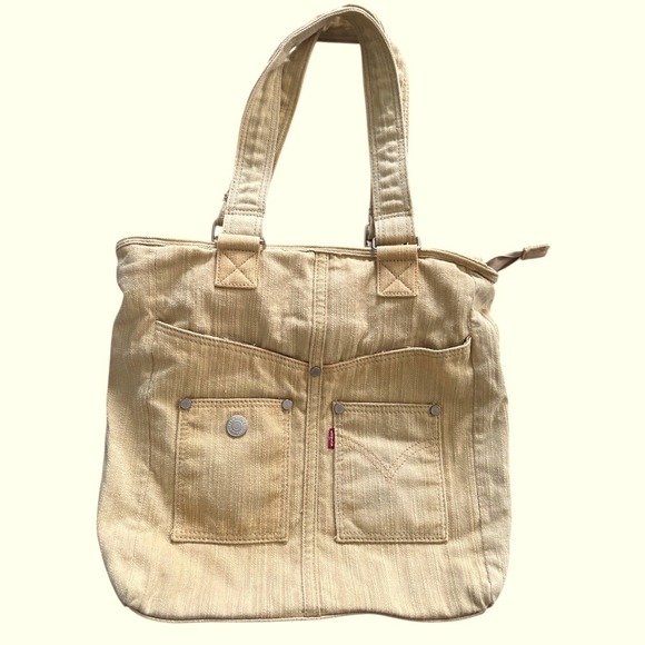 Levi's Handbags - Levi's Tan Denim Shoulder Bag, Purse, Tote, Festival, Boho, Cottagecore, Hippie